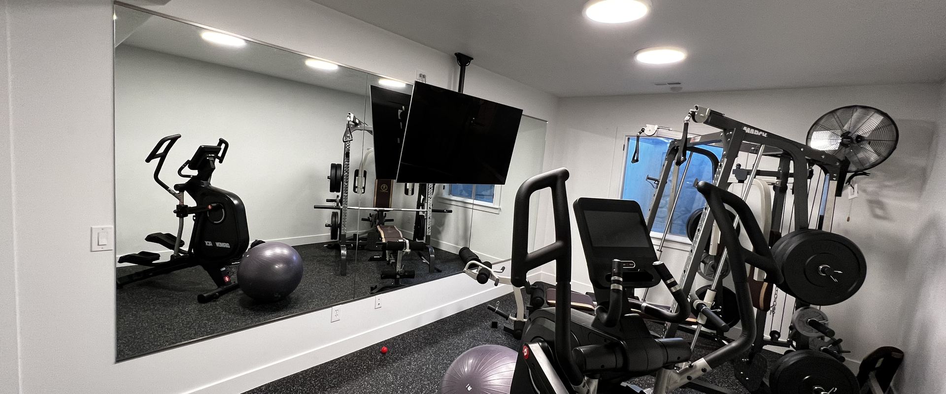 Finished basement home gym