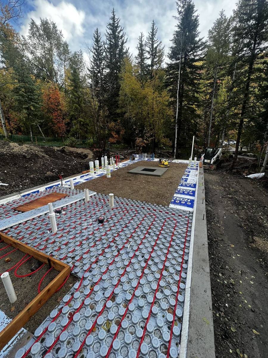 Radiant heat tubing laid before the patio concrete pour